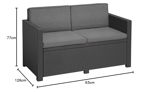 Allibert Victoria Lounge Sofa 2-Sitzer, Rattan, wetterfest, Grau