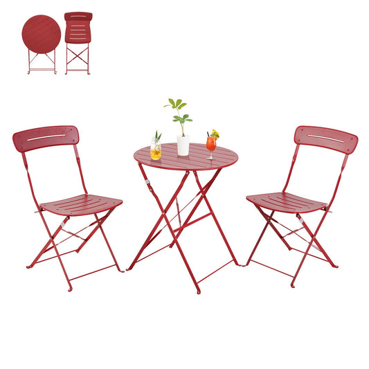 Balkonmöbel Set 3-teilig, Grand Patio Tisch & 2 Stühle Wetterfest Blau