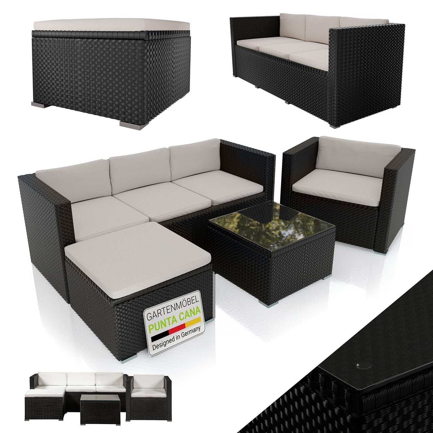 Juskys Polyrattan Lounge Punta Cana L, 4-5 Personen, Garten- & Terrassen-Set