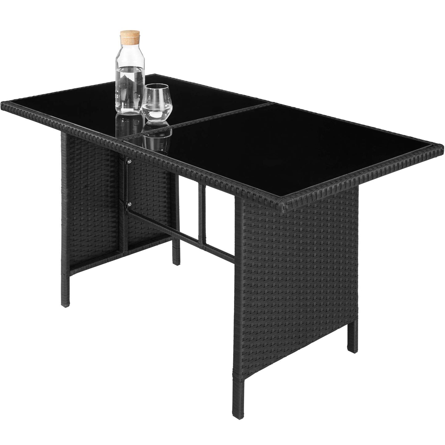 tectake 5-tlg. Polyrattan Lounge Set mit Kissen, Balkon & Garten, Schwarz