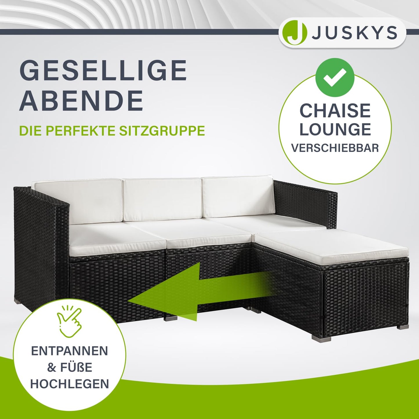 Juskys Polyrattan Lounge Punta Cana L, 4-5 Personen, Garten- & Terrassen-Set
