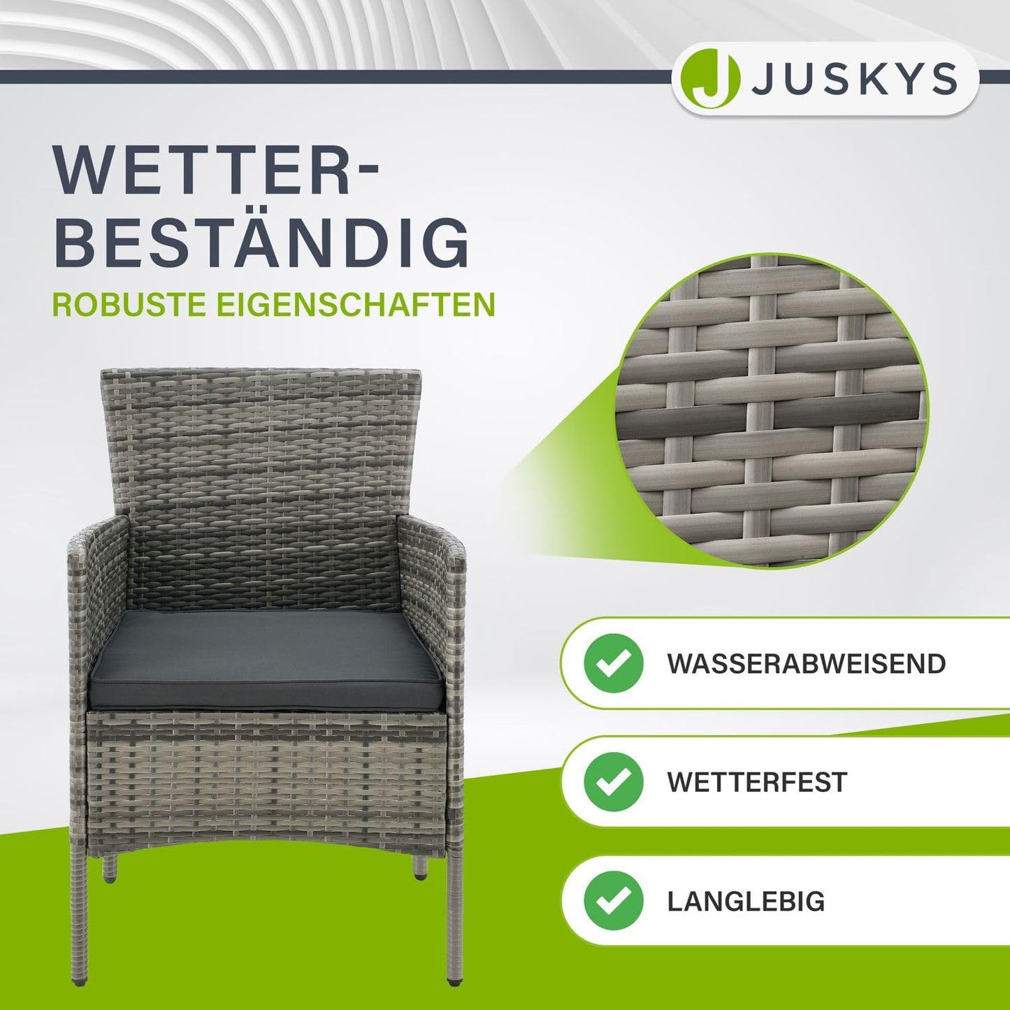 Juskys Fort Myers 4-Pers. Polyrattan Lounge-Set mit Tisch & Kissen, Grau