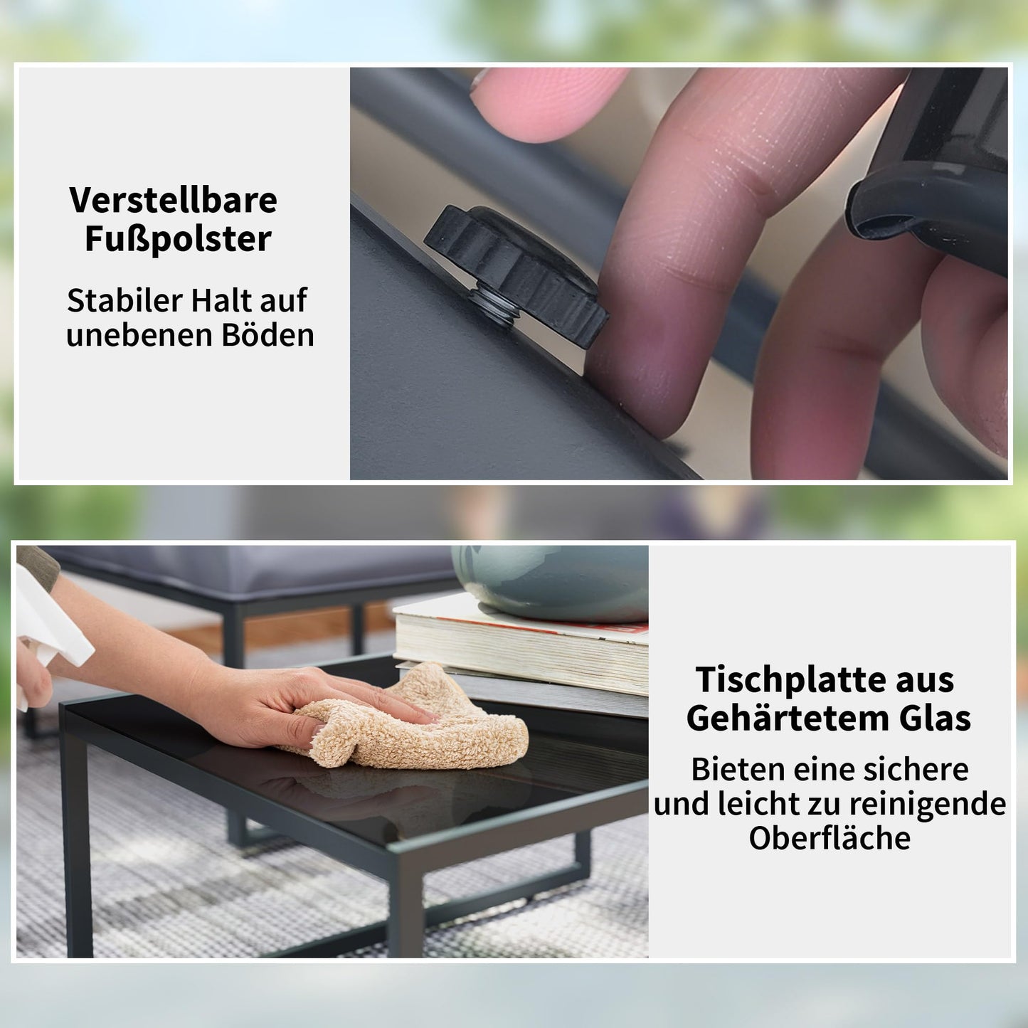 Outsunny Gartenlounge Set 5-tlg., wetterfest für Balkon & Terrasse, Grau