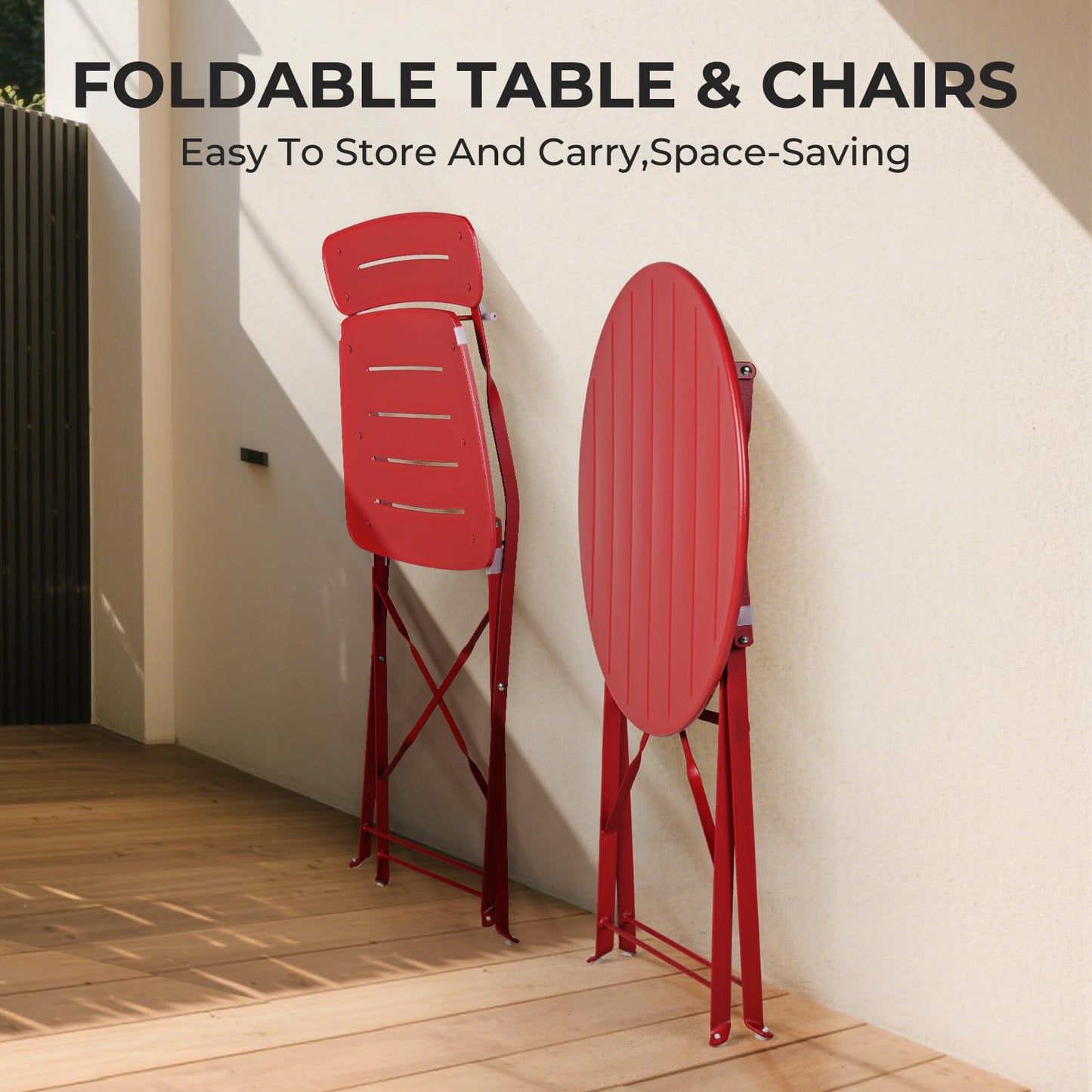 Balkonmöbel Set 3-teilig, Grand Patio Tisch & 2 Stühle Wetterfest Blau