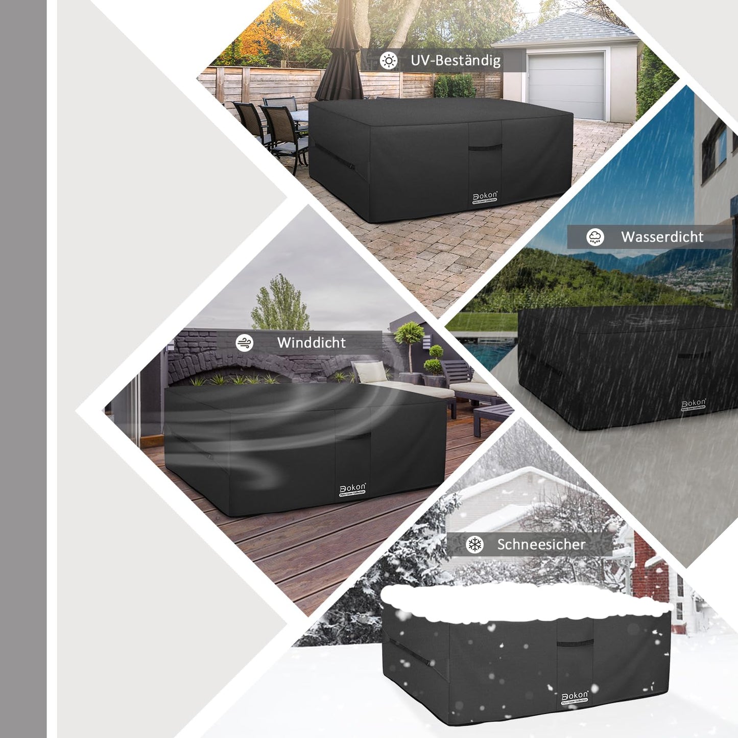 Dokon Schutzhülle für Gartentisch & Loungemöbel, 140x80x74 cm, Schwarz