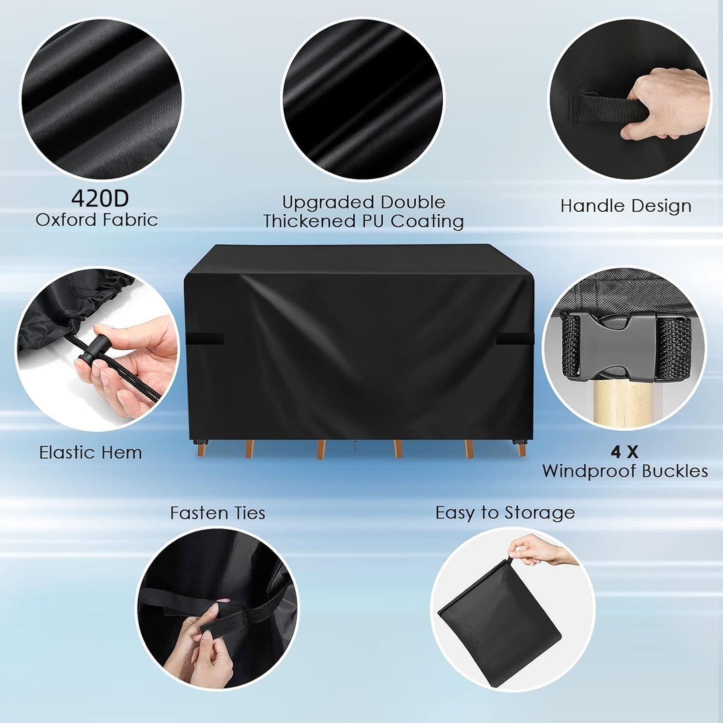 GARPROVM Abdeckplane für Gartenmöbel 242x182x100cm, wasserdicht