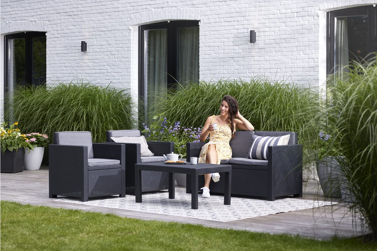 Allibert Victoria Lounge Sofa 2-Sitzer, Rattan, wetterfest, Grau