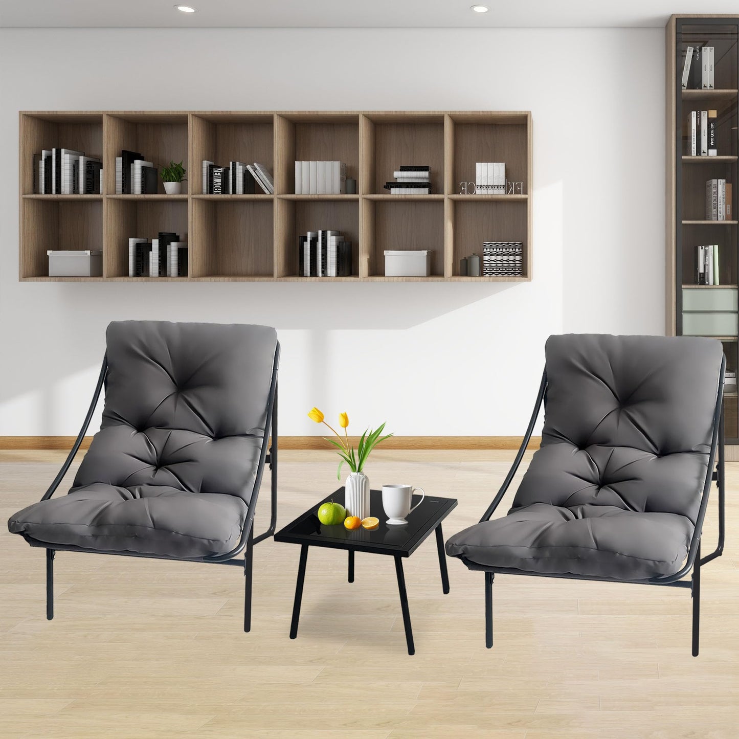 NomadNomics 3-teiliges Gartenmöbel Set für Balkon & Terrasse, Metallrahmen