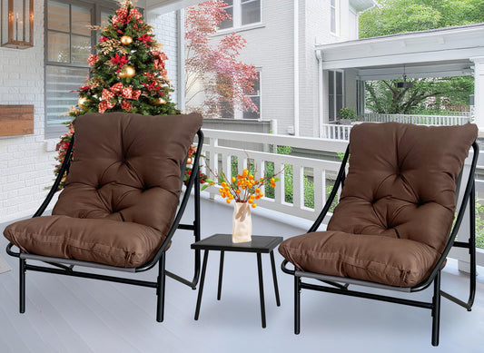 NomadNomics 3-teiliges Gartenmöbel Set für Balkon & Terrasse, Metallrahmen