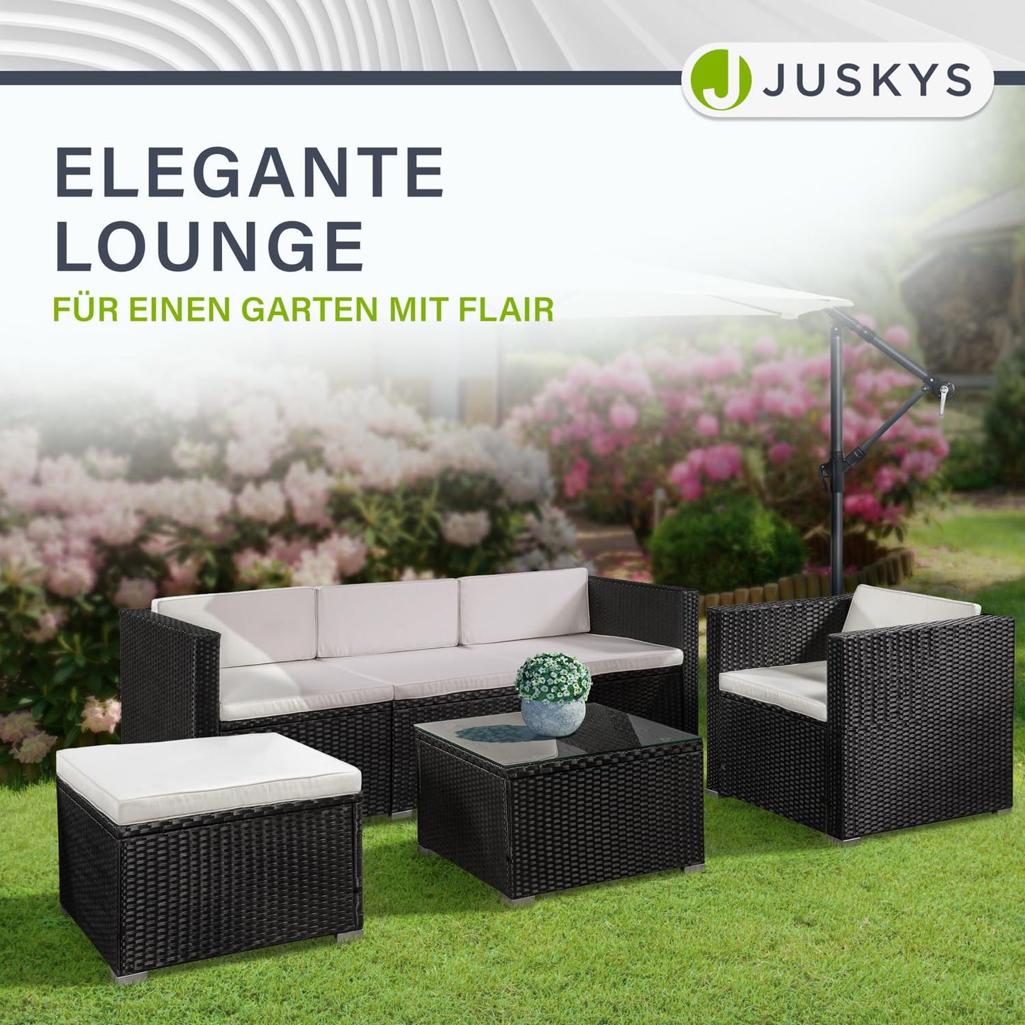 Juskys Polyrattan Lounge Punta Cana L, 4-5 Personen, Garten- & Terrassen-Set