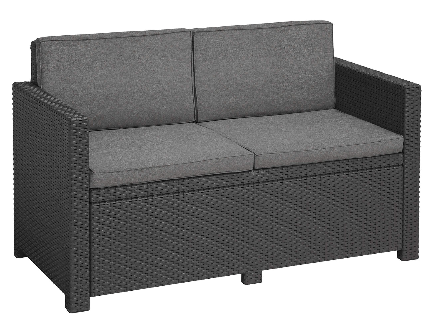 Allibert Victoria Lounge Sofa 2-Sitzer, Rattan, wetterfest, Grau