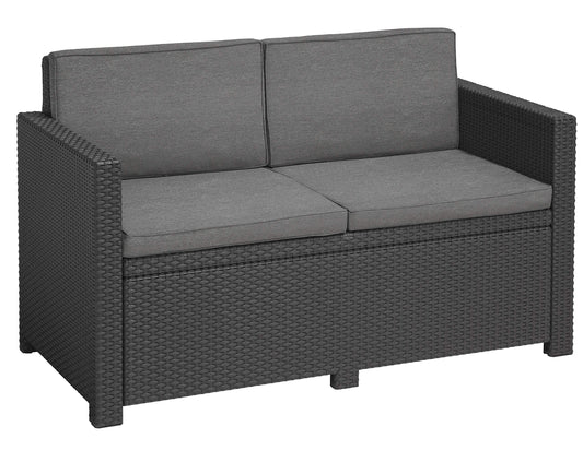 Allibert Victoria Lounge Sofa 2-Sitzer, Rattan, wetterfest, Grau