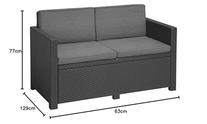 Allibert Victoria Lounge Sofa 2-Sitzer, Rattan, wetterfest, Grau