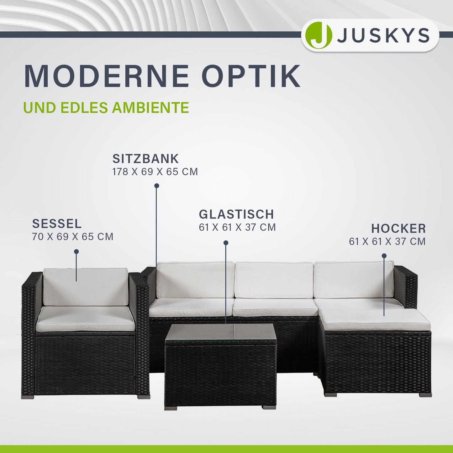 Juskys Polyrattan Lounge Punta Cana L, 4-5 Personen, Garten- & Terrassen-Set