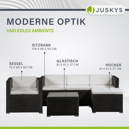 Juskys Polyrattan Lounge Punta Cana L, 4-5 Personen, Garten- & Terrassen-Set
