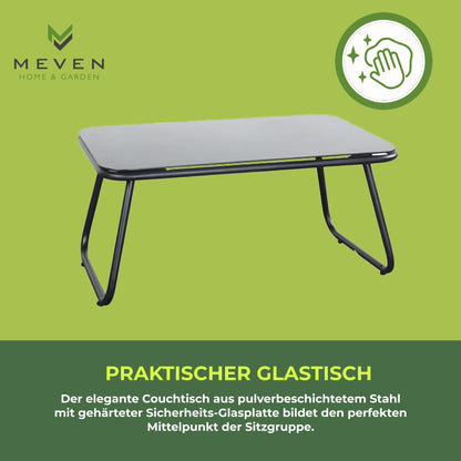 MEVEN Cuba Gartenmöbel-Set, Rattan, Balkon & Terrasse, 4-tlg., modern