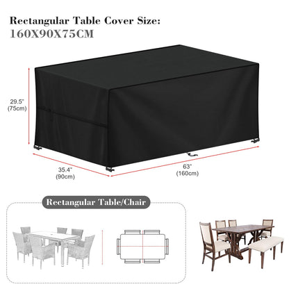LAMUNI Outdoor Tischabdeckung 160x90x75 cm, wasserfest, winterfest, Oxford