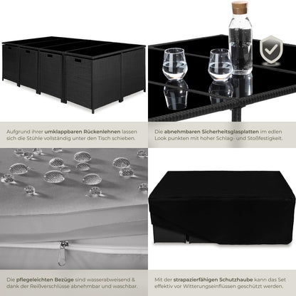 tectake Gartenlounge 13-tlg., Polyrattan Set für Garten, Balkon, Terrasse