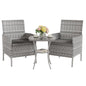 UDPATIO Balkonmöbel Set 3-teilig, wetterfest, Polyrattan, 2 Personen, Grau