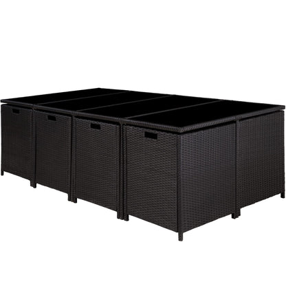 tectake Gartenlounge 13-tlg., Polyrattan Set für Garten, Balkon, Terrasse