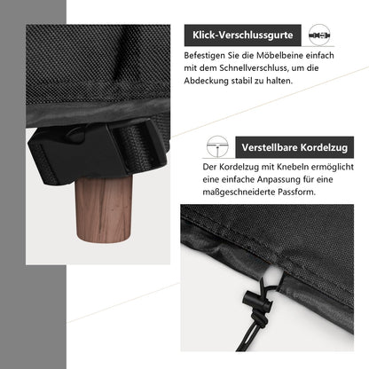 Dokon Schutzhülle für Gartentisch & Loungemöbel, 140x80x74 cm, Schwarz