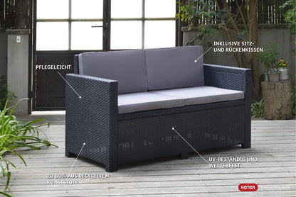 Allibert Victoria Lounge Sofa 2-Sitzer, Rattan, wetterfest, Grau