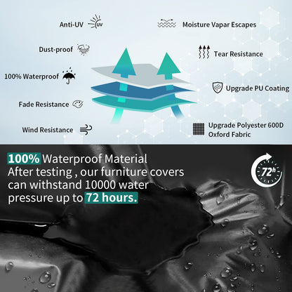 GARPROVM Abdeckplane für Gartenmöbel 242x182x100cm, wasserdicht