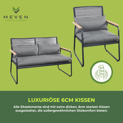 MEVEN Cuba Gartenmöbel-Set, Rattan, Balkon & Terrasse, 4-tlg., modern