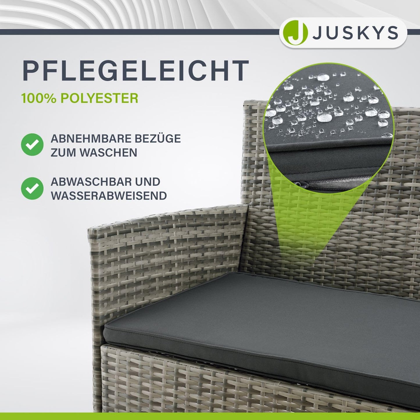 Juskys Fort Myers 4-Pers. Polyrattan Lounge-Set mit Tisch & Kissen, Grau