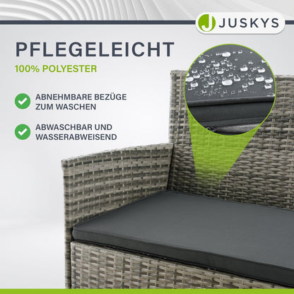 Juskys Fort Myers 4-Pers. Polyrattan Lounge-Set mit Tisch & Kissen, Grau