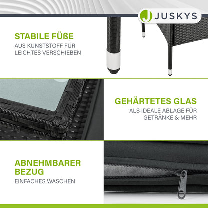 Juskys Polyrattan 2-Sitzer Gartenbank Monaco mit Tisch & Kissen, wetterfest