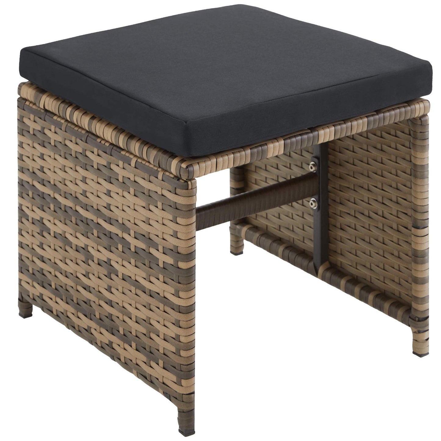 tectake® Balkonmöbel Set, Poly-Rattan Lounge mit 6 Stühlen & 4 Hockern, Natur