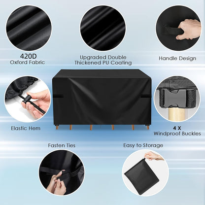GARPROVM Abdeckplane für Gartenmöbel 242x182x100cm, wasserdicht