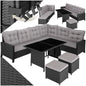 tectake 5-tlg. Polyrattan Lounge Set mit Kissen, Balkon & Garten, Schwarz