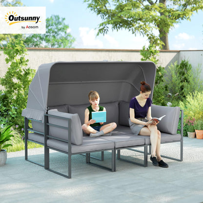 Outsunny Gartenlounge Set 5-tlg., wetterfest für Balkon & Terrasse, Grau