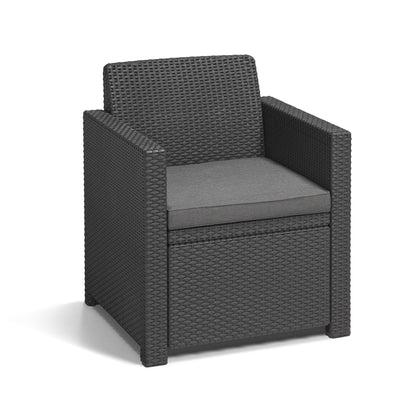 Keter Merano 4-tlg. Gartenmöbel-Set, Kunststoff, Flachrattan, inkl. Kissen