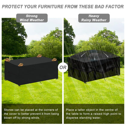 LAMUNI Outdoor Tischabdeckung 160x90x75 cm, wasserfest, winterfest, Oxford
