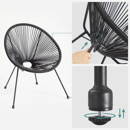 SONGMICS 3-teiliges Gartenmöbel Set, Balkon, Terrasse, Tisch & 2 Stühle, Schwarz