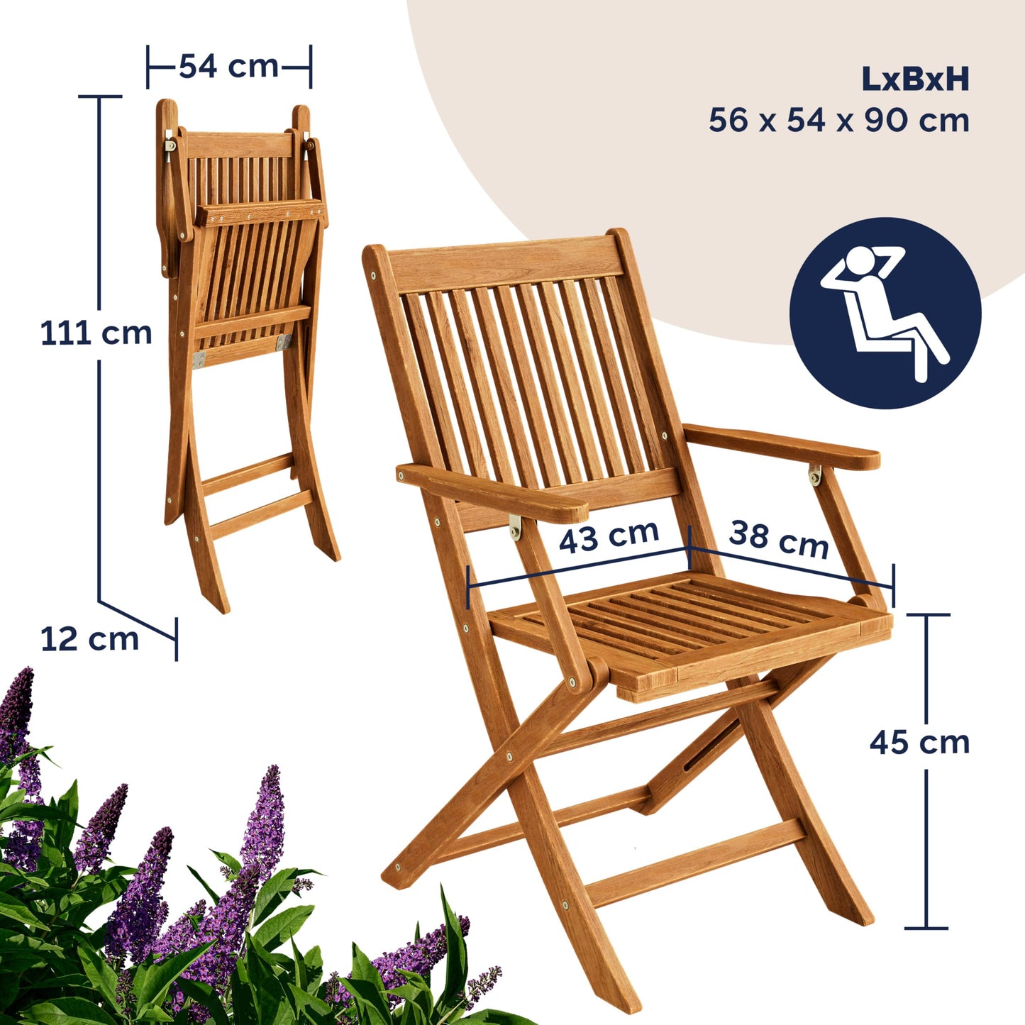 Casaria® 5-teiliges Gartenmöbel Set, Holz Akazie, Klappbar, Terrasse & Balkon