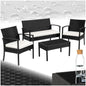 tectake Rattan Gartenlounge 4-tlg., 2 Sessel, Bank & Tisch, Outdoor schwarz