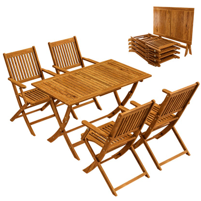 Casaria® 5-teiliges Gartenmöbel Set, Holz Akazie, Klappbar, Terrasse & Balkon