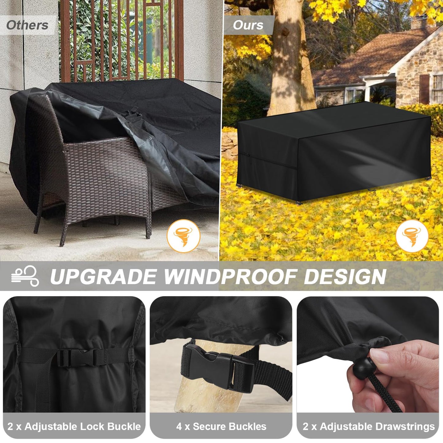 LAMUNI Outdoor Tischabdeckung 160x90x75 cm, wasserfest, winterfest, Oxford