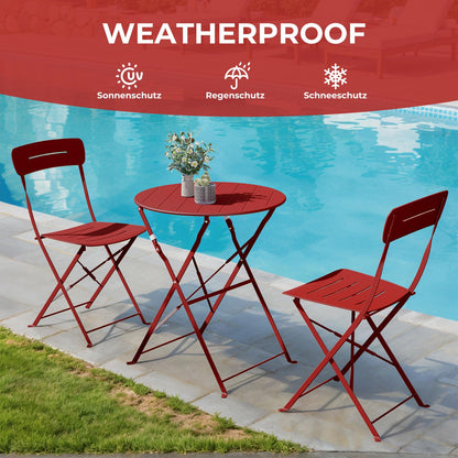 Balkonmöbel Set 3-teilig, Grand Patio Tisch & 2 Stühle Wetterfest Blau