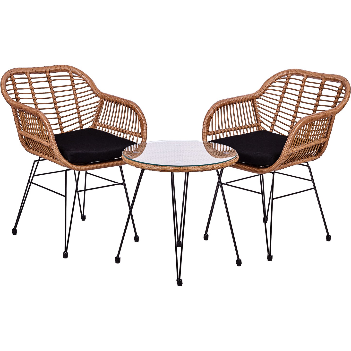 STILISTA 3-teiliges Outdoor Bistroset, 2 Lounge Sessel & Beistelltisch