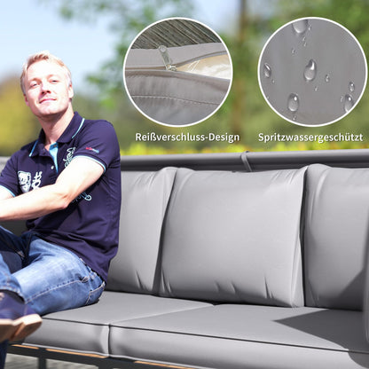 Outsunny Gartenlounge Set 5-tlg., wetterfest für Balkon & Terrasse, Grau