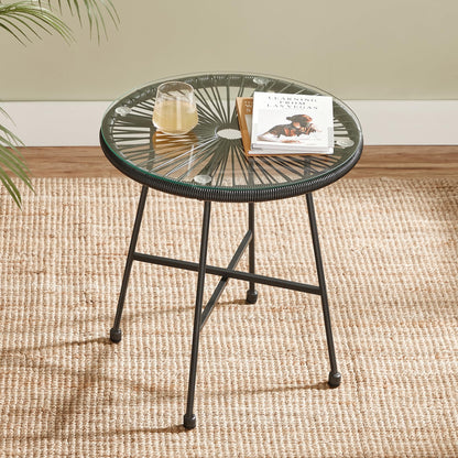 SONGMICS 3-teiliges Gartenmöbel Set, Balkon, Terrasse, Tisch & 2 Stühle, Schwarz