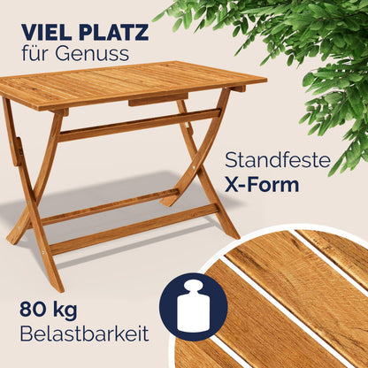 Casaria® 5-teiliges Gartenmöbel Set, Holz Akazie, Klappbar, Terrasse & Balkon