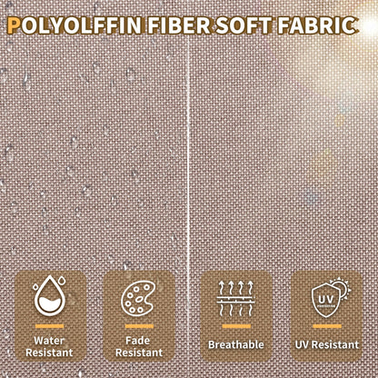 UDPATIO Gartenlounge 4 Pers., 3-Sitzer Sofa + Hocker + Beistelltisch, Khaki