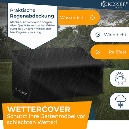 KESSER® Polyrattan Gartensofa 2-Sitzer mit Tisch, wetterfest, Anthrazit