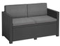 Allibert Victoria Lounge Sofa 2-Sitzer, Rattan, wetterfest, Grau